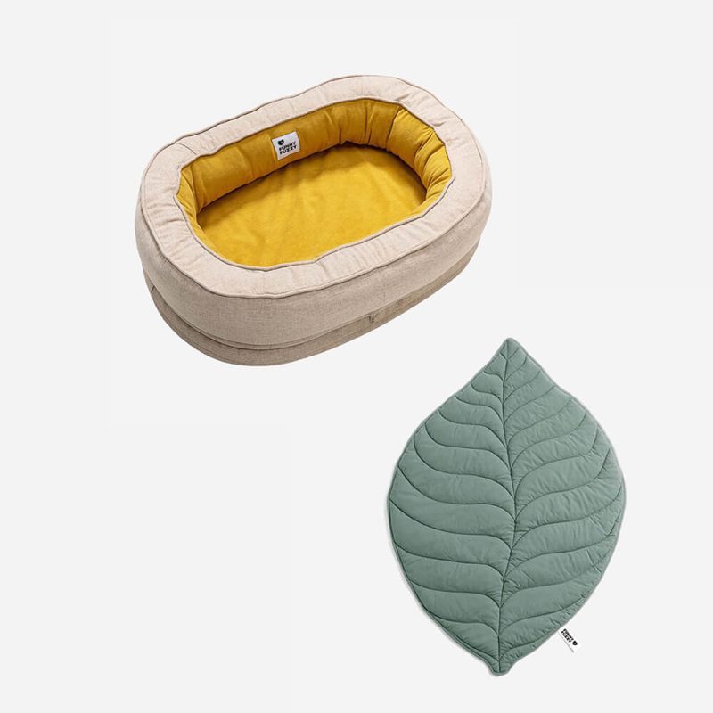 FunnyFuzzy LeafShapeDogBlanketWithDonutDogBed3