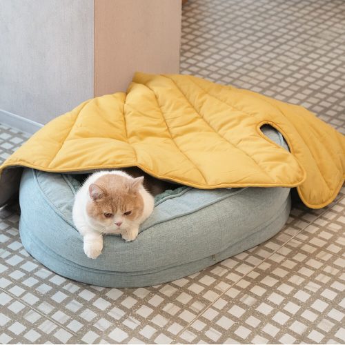 FunnyFuzzy LeafShapeDogBlanketWithDonutDogBed9