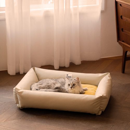 FunnyFuzzy LeathaireWaterproofCozyPetDogBed1