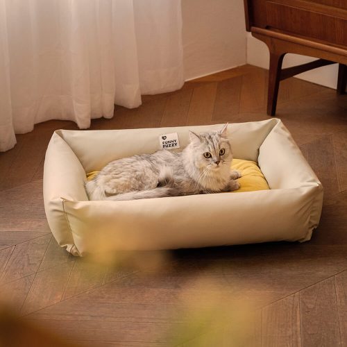 FunnyFuzzy LeathaireWaterproofCozyPetDogBed9