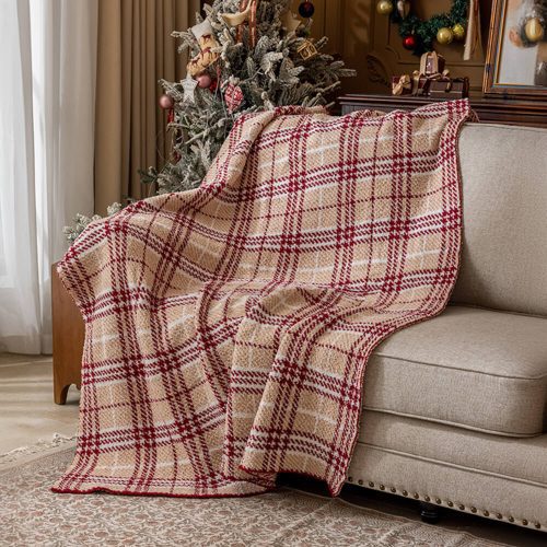 FunnyFuzzy Luxury French Cozy Plush Checkered Sofa Throw Blanket 1