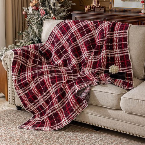 FunnyFuzzy Luxury French Cozy Plush Checkered Sofa Throw Blanket 9