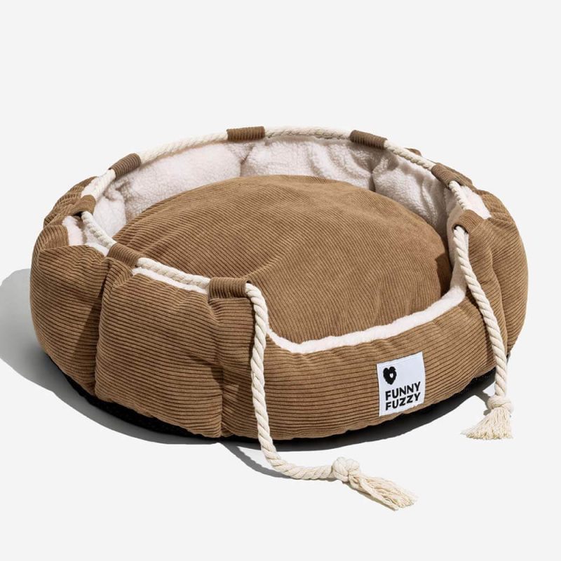 FunnyFuzzy PlayfulPullRopePetBedAdjustableChew ResistantDog CatBed12