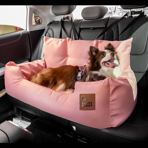 FunnyFuzzy TravelBolsterSafetyMediumLargeDogCarBackSeatBed3