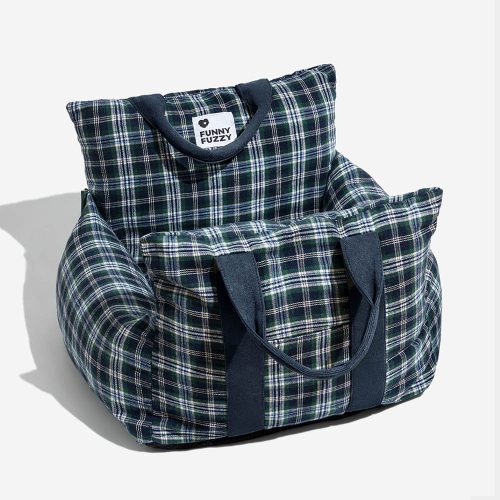 FunnyFuzzy VintagePlaidTravelSafetyDogCarSeatBed11