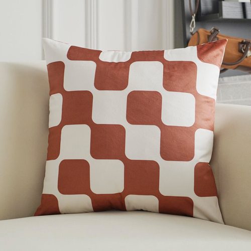 GeometricLabyrinthCheckVelvetThrowPillow 1