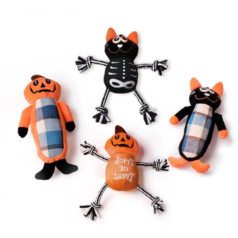 HalloweenFunnyPumpkinTeethingRopeToysDogChewToySet 2