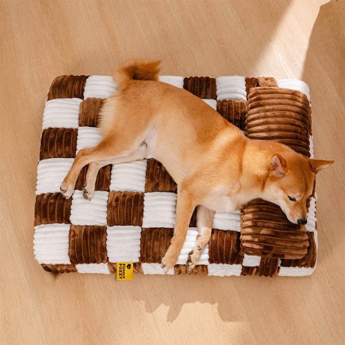 HandmadePlushColorBlockPlaidOrthopedicSupportDogBedwithPillow 2