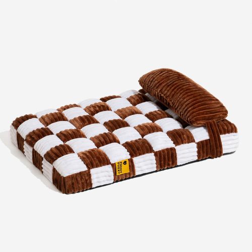 HandmadePlushColorBlockPlaidOrthopedicSupportDogBedwithPillow 9