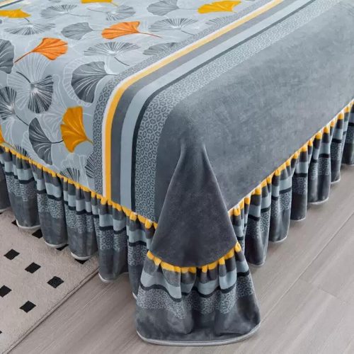 HomelyFloralMilkVelvetComfortableBedSheetSetWithBedSkirt 1