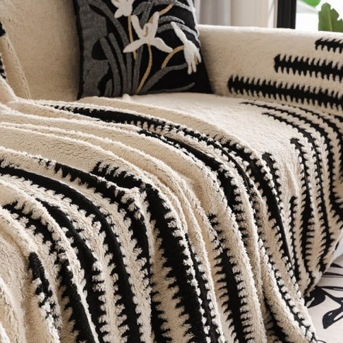 HomelyPlushSofaCozyAnti scratchFullCoverageDecorationCouchCover 8