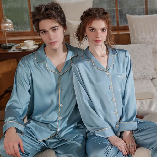 LuxuriousSatinLongSleeveCouplesPajamaSetComfortableHomeLoungewear 24 05c94b80 33d8 490d b4ec 7c4370b05656