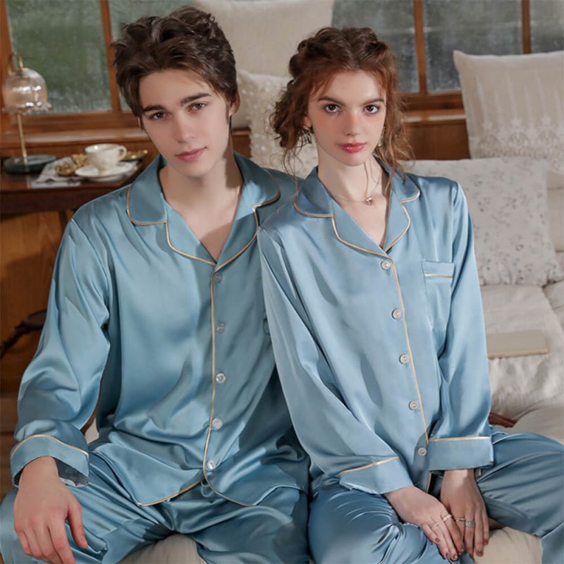 LuxuriousSatinLongSleeveCouplesPajamaSetComfortableHomeLoungewear 24 05c94b80 33d8 490d b4ec 7c4370b05656