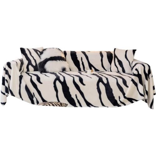 LuxuriousZebra PrintFluffyPlushSofaProtectorStylishCouchCover 1