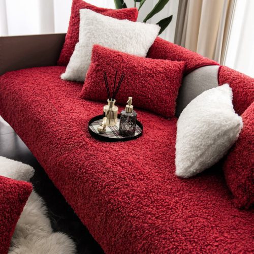 LuxuryWarmFleeceFurnitureProtectiveMatNon SlipCouchCover 5