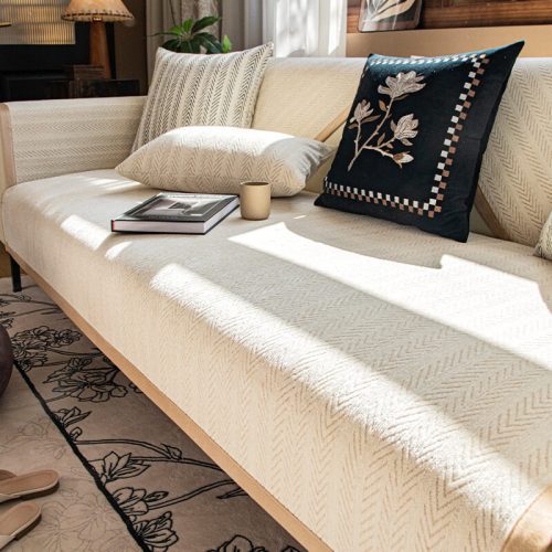 ModernChenilleFabricFurnitureProtectionAnti ScratchNon SlipCouchCover 5