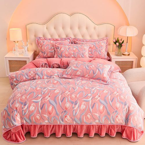 ModernStyleThickenedComfortableMilkVelvetBedSheetSet 4