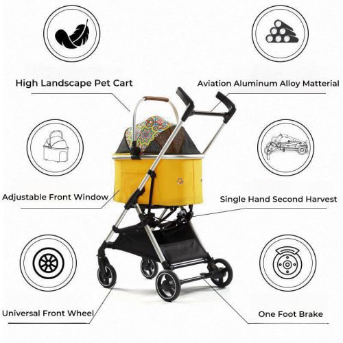 Multifunctional2 in 1AluminumAlloyPetStroller Ultra Light DetachableforPuppies 4