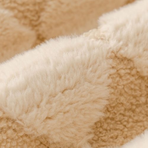 PlushCreamColorblockDiamondFurnitureDecorativeCouchCover 2