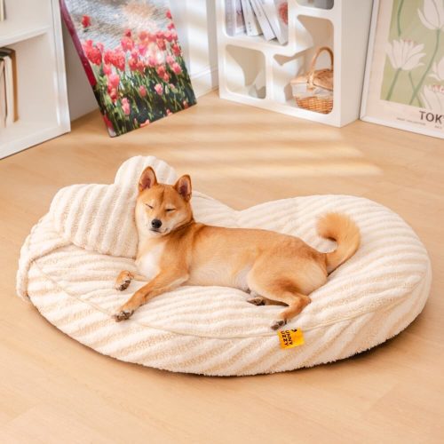 PlushHeartFluffyCalmingwithPillowDog CatBed 2