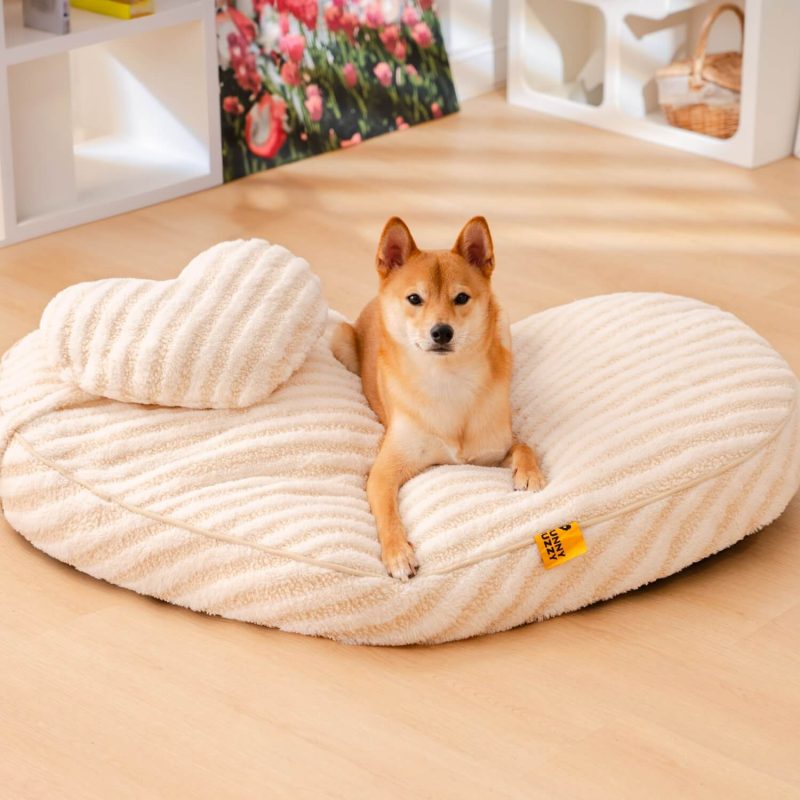 PlushHeartFluffyCalmingwithPillowDog CatBed 6