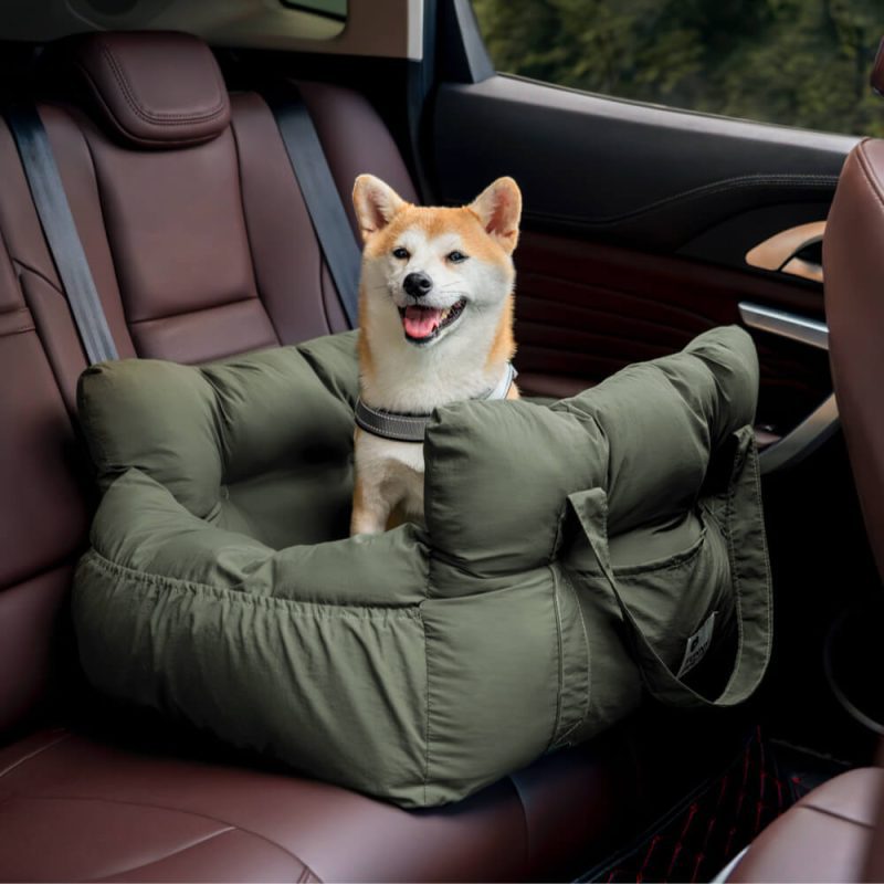 PortableLeisureOutingPetBolsterDogCarSeatBed DarkGreen TwoSeat