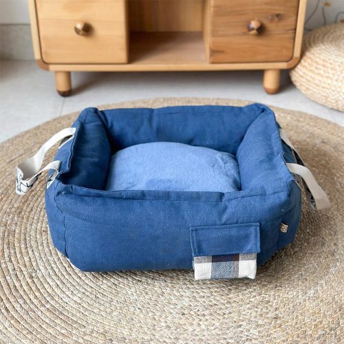 PortablePetBedwithHandleCozy WashableDogBed 1