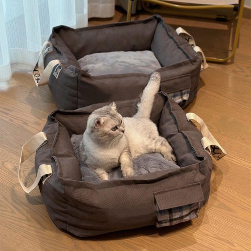 PortablePetBedwithHandleCozy WashableDogBed 2