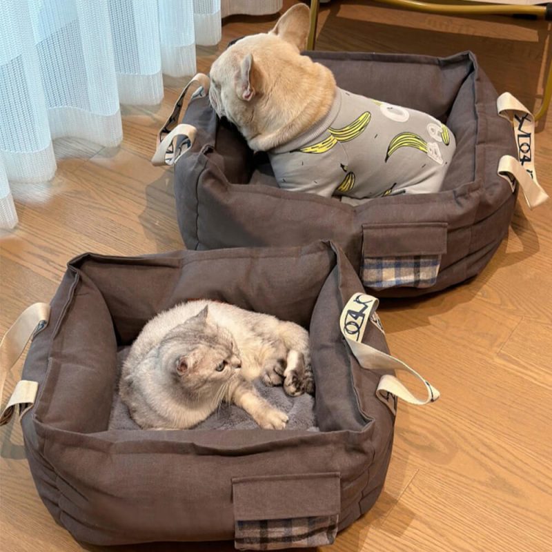 PortablePetBedwithHandleCozy WashableDogBed 5