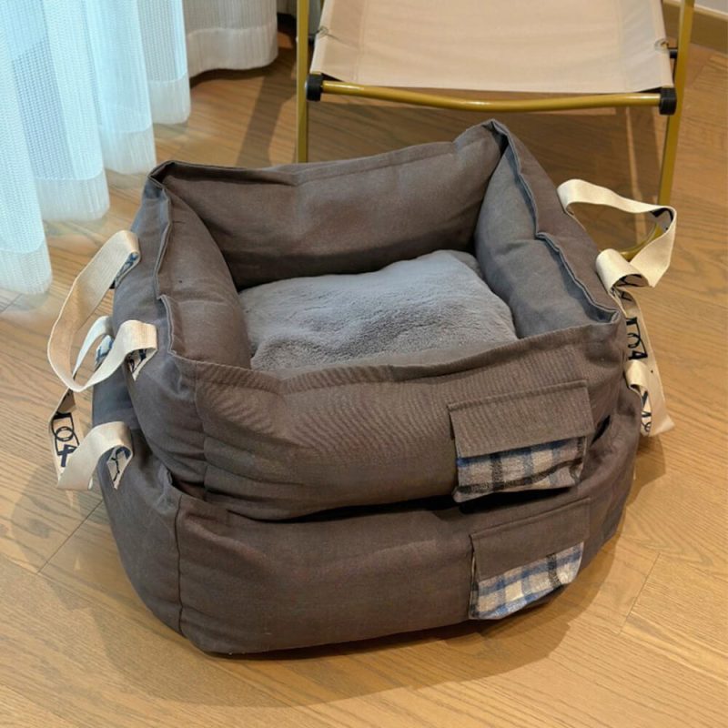 PortablePetBedwithHandleCozy WashableDogBed 6