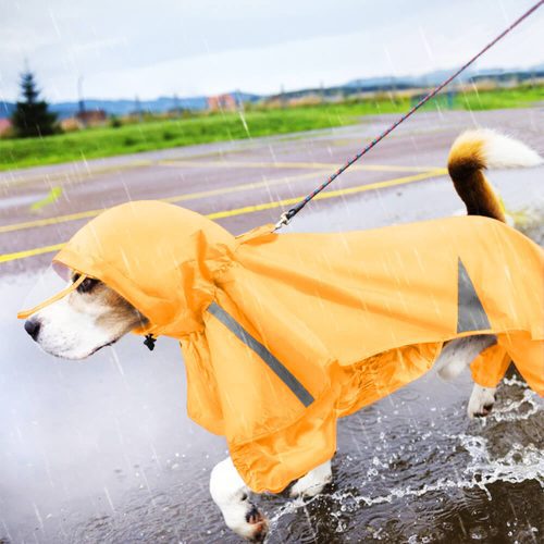 ReflectiveWindproofAndWaterproofHoodedDogCapeRaincoat 2