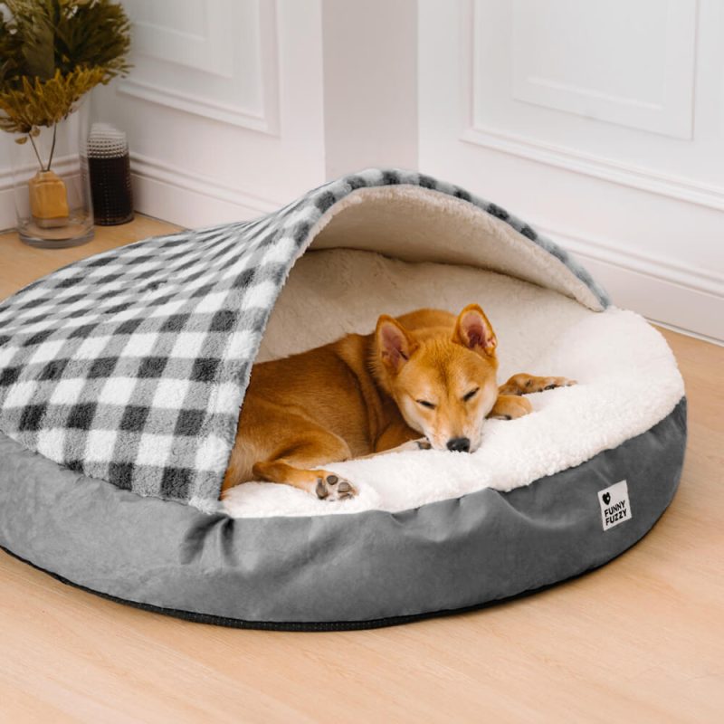 RoundCanopyDreamHideawayDogBedPetNestBed Black XL S M L