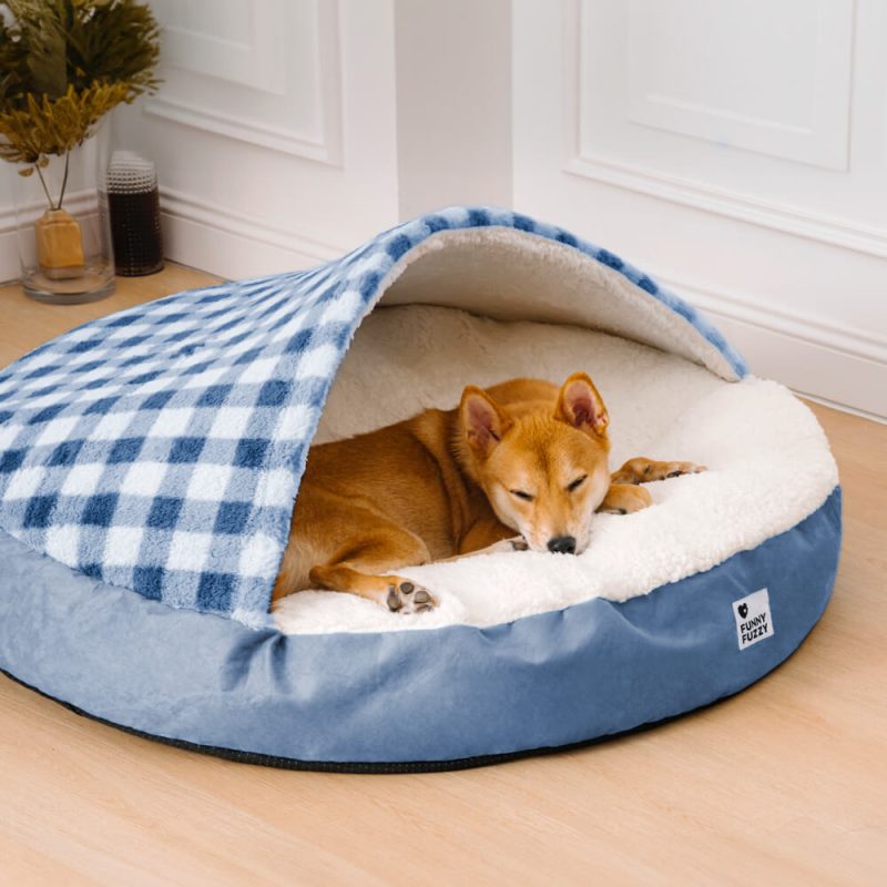 RoundCanopyDreamHideawayDogBedPetNestBed Blue XL S M L