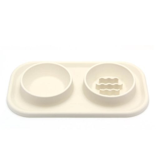 SiliconeDualBowlSlowFeederPetBowl 2