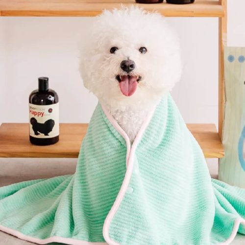 Soft Striped Quick Dry Absorbent Dog Bathrobe Towel 5