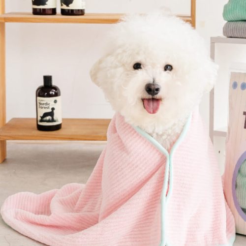 Soft Striped Quick Dry Absorbent Dog Bathrobe Towel 7