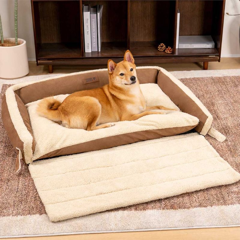 StylishExpandableErgonomicCalmingDogBed TranquilPaws 15