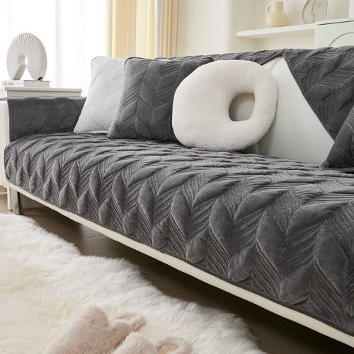 SuedeElegantPatternSofaProtectiveNon SlipCouchCover 12