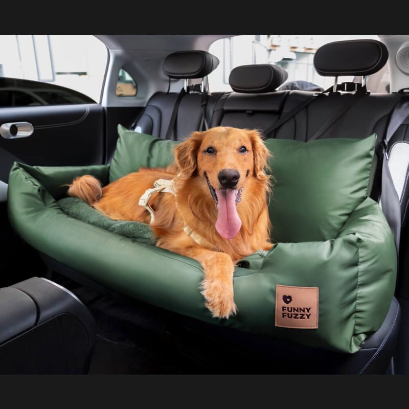 TravelBolsterSafetyMediumLargeDogCarBackSeatBed WaterproofPro OliveGreen Standard