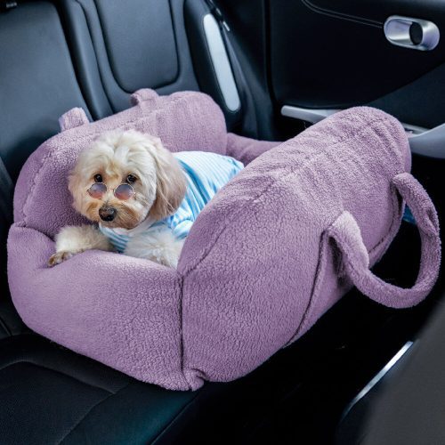 TravelProtectorComfortableThickLambswoolDogCarSeatBed Purple