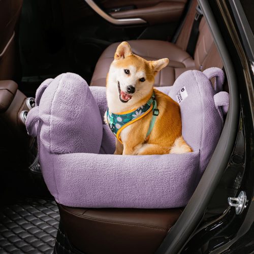 TravelProtectorComfortableThickLambswoolDogCarSeatBed Purple TwoSeat Singleseat