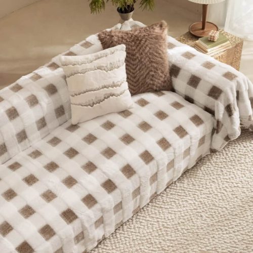 Ultra SoftPlushFull CoverCheckerboardCouchCover 9