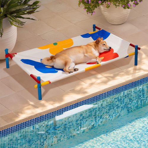 Vibrant Summer Print Style Aluminum Elevated Dog Bed 2