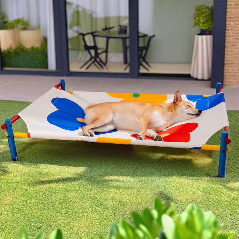 Vibrant Summer Print Style Aluminum Elevated Dog Bed 4