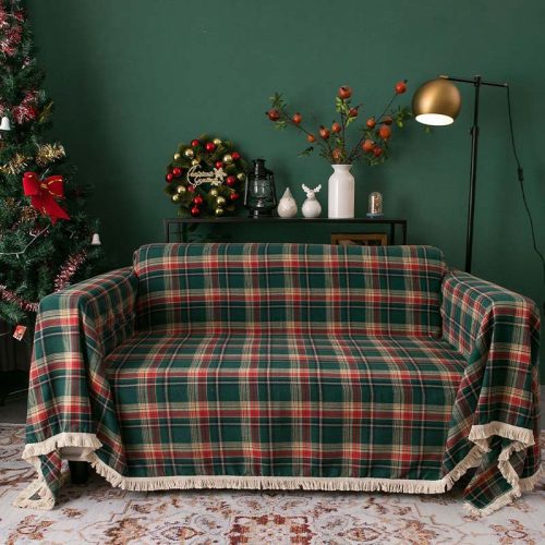 VintageChristmasStylePlaidBlanketFullWrapSof 4