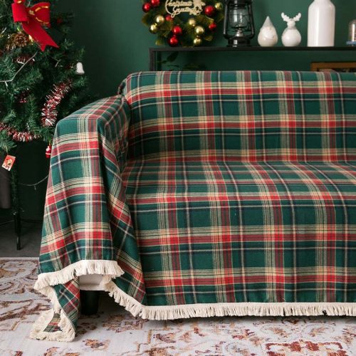 VintageChristmasStylePlaidBlanketFullWrapSof 5