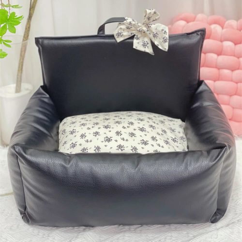 VintageFloralFauxLeatherWaterproofAnti ScratchPuppyDogBed 10