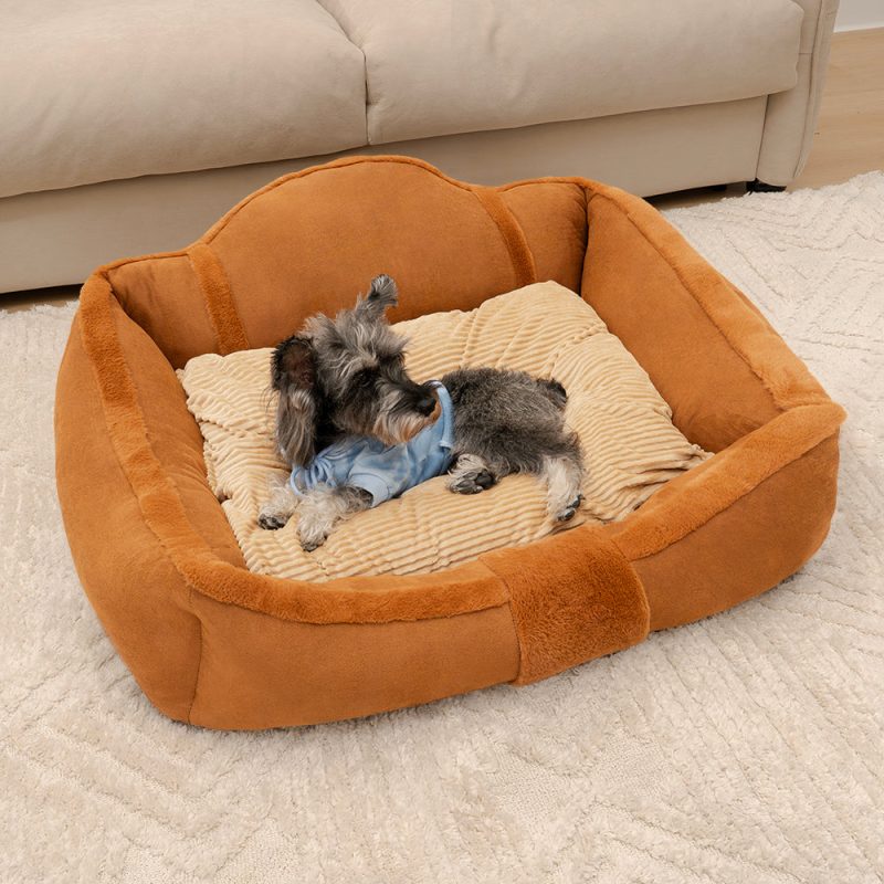 VintageLargeCozyCalmingSofaDogBed Brown S