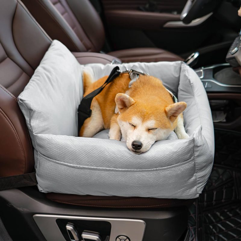 WaterproofTravelBolsterDogCarSeatBed Gray