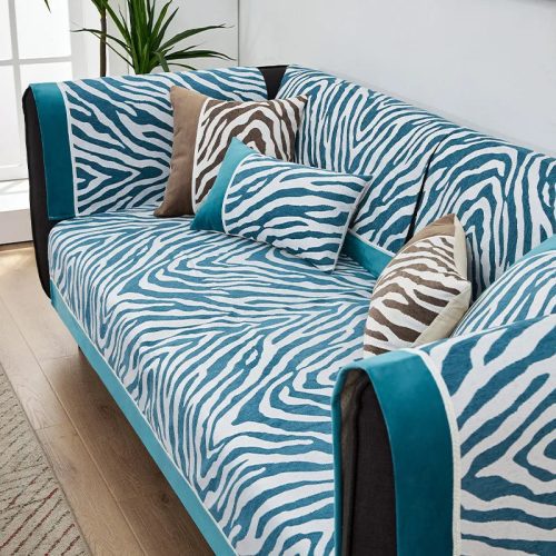 WildZebraPrintChenilleFurnitureProtectorSofaCover 10